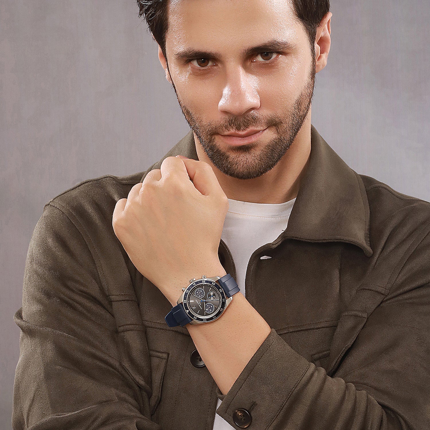 Nation Cristal Men's 42mm Multifunction Watch - Silver Case, Black