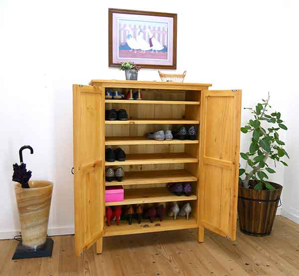 無垢パインシューズボックス｜下駄箱｜リング取手｜ナチュラル色