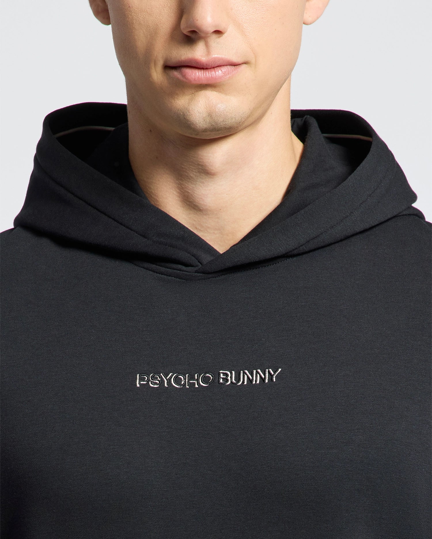 Mens Black Nora Classic French Terry Wordmark Hoodie | Psycho Bunny