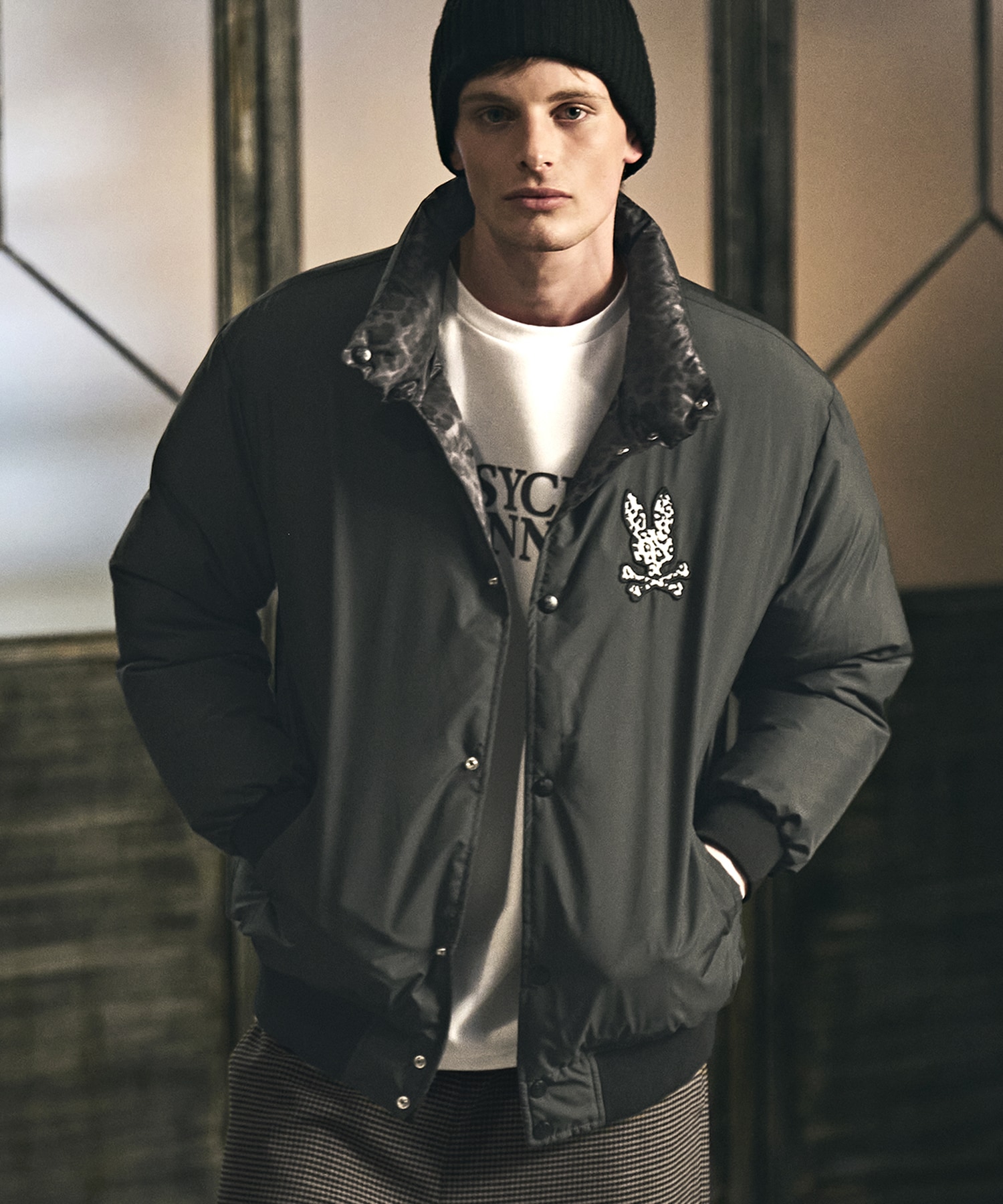 レオパードタフタ ダウンジャケット｜Psycho Bunny｜サイコバニー 公式