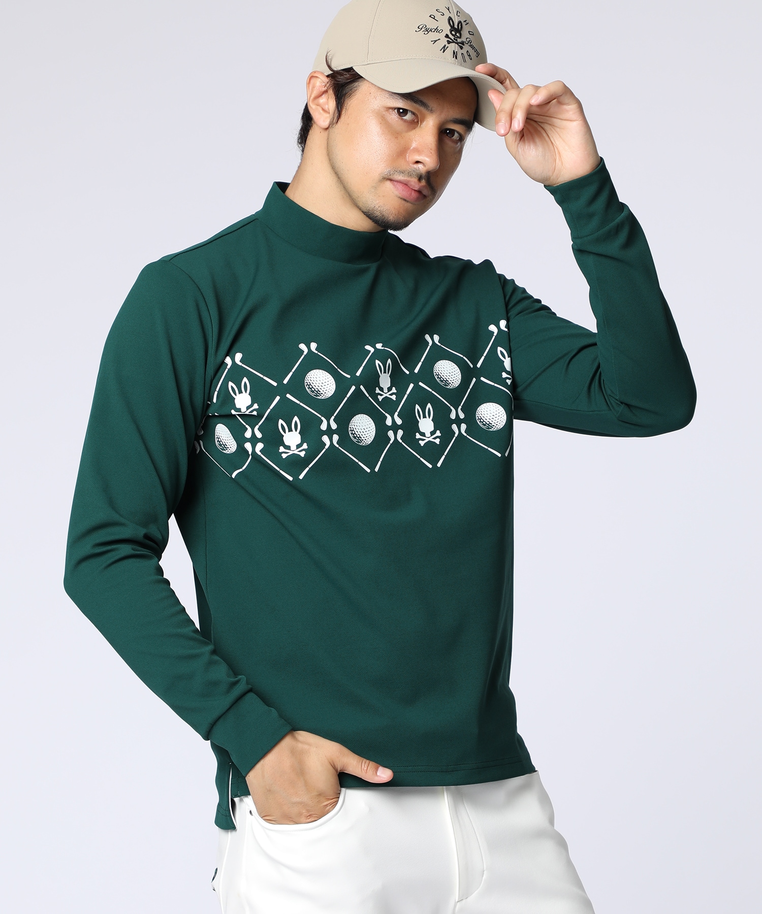 GOLF]ゴルフモチーフロゴモックネックTシャツ｜Psycho Bunny｜サイコ