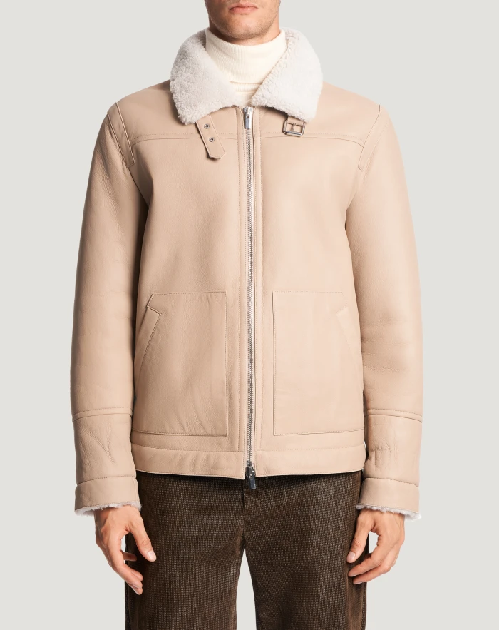 メンズムートン アビエイタージャケット アイスホワイト | PT Torino