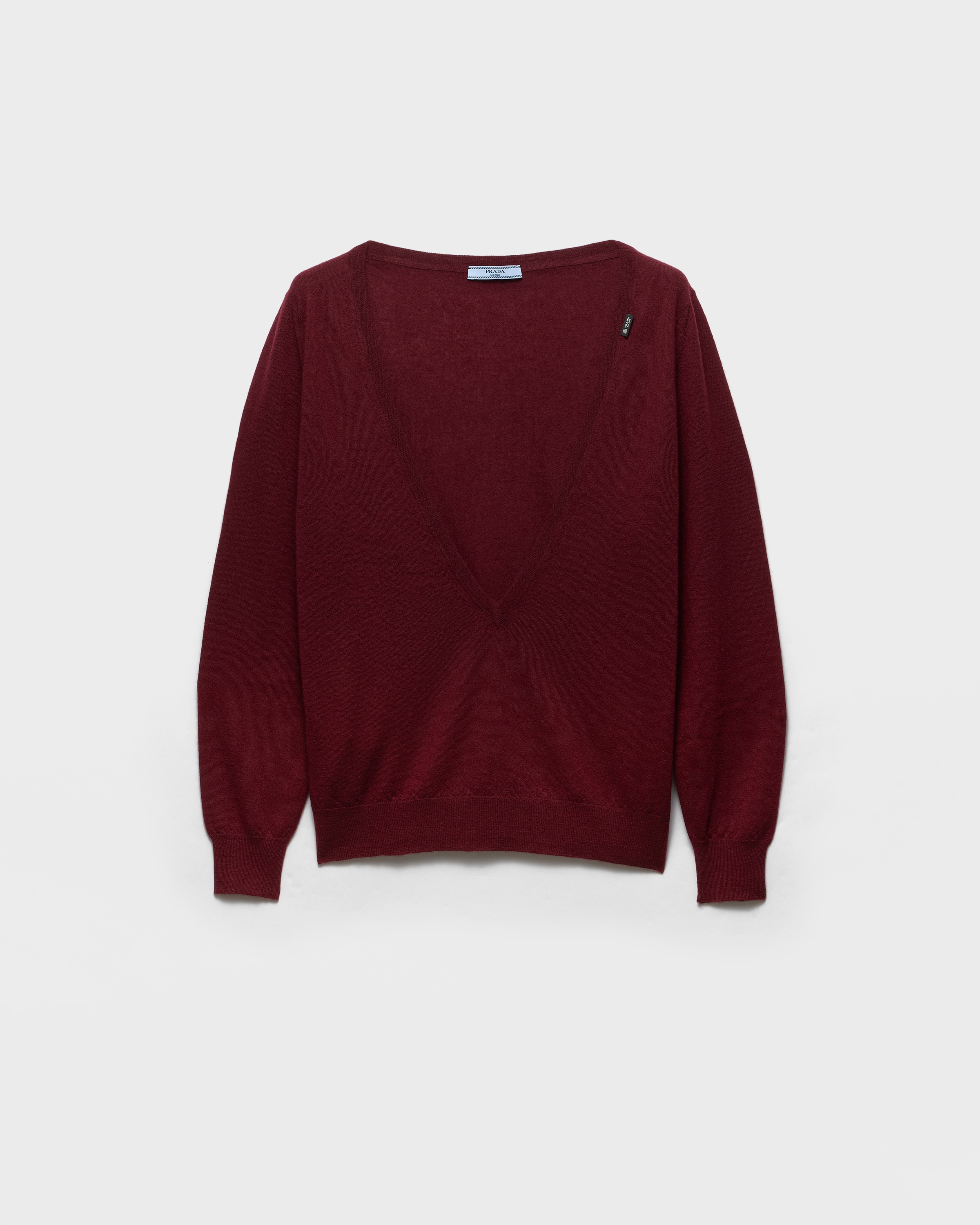 Amaranth Red/maize Yellow Cashmere V-neck Sweater | PRADA