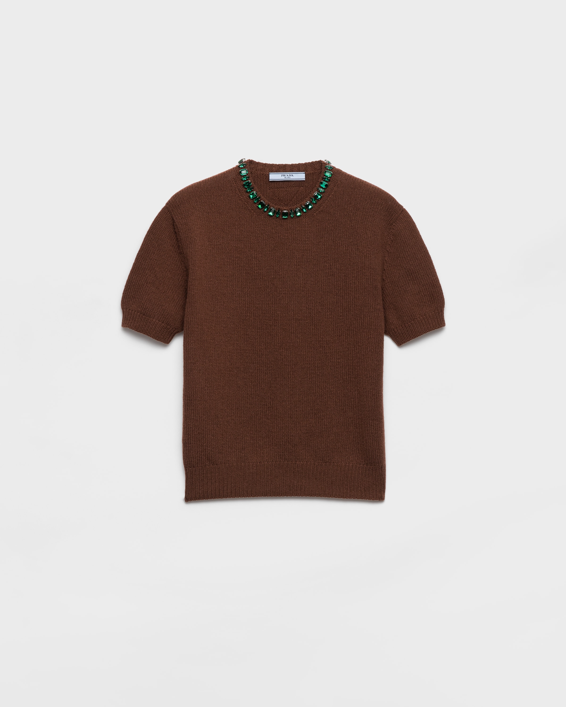 Tobacco Wool And Cashmere Crew-neck Sweater | PRADA