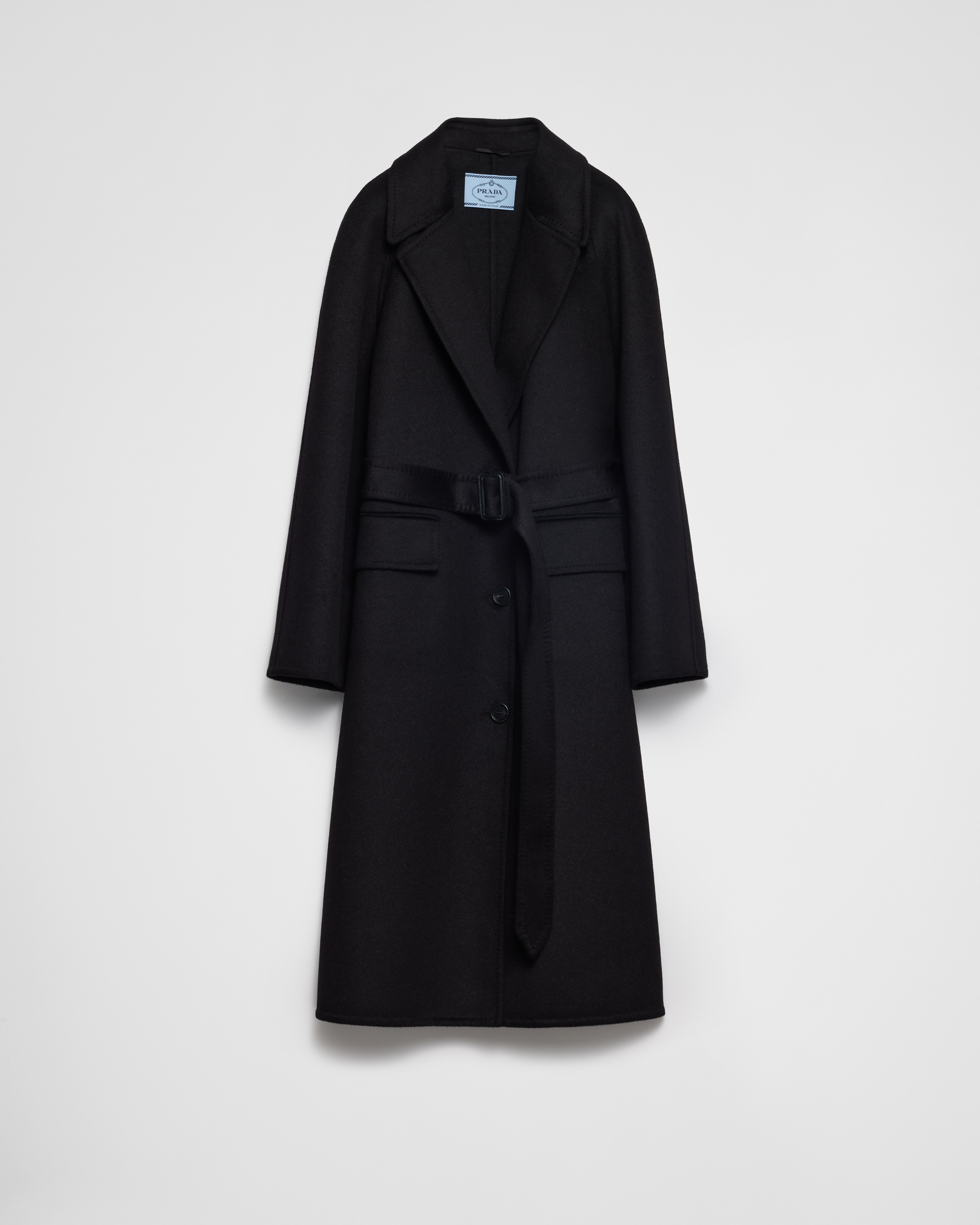 Black Single-breasted Cashgora Coat | PRADA