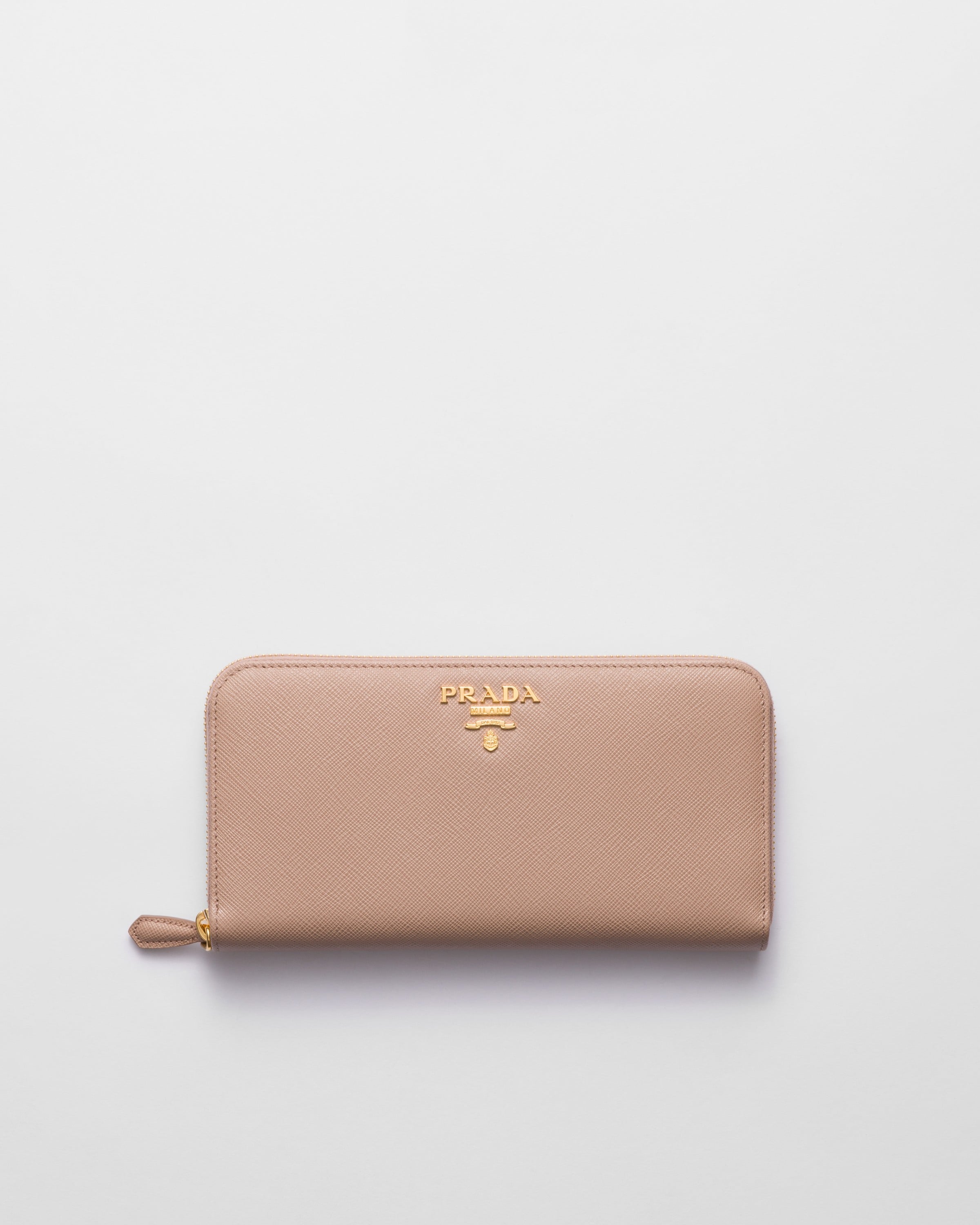 パウダーピンク サフィアーノレザー ジップアラウンド長財布 | PRADA