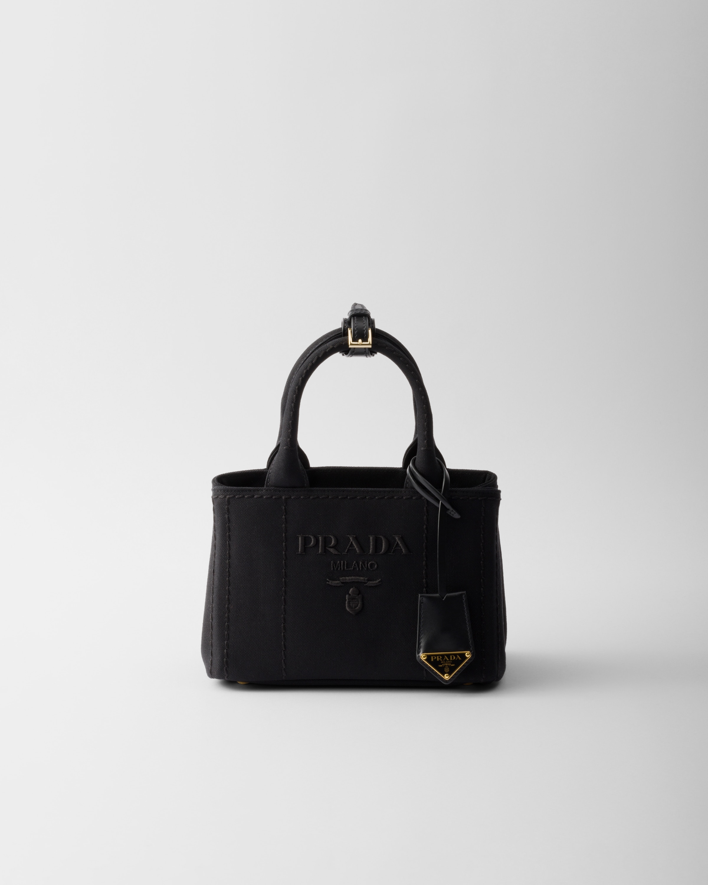Black Prada Jardinière Small Cotton Canvas Handbag | PRADA