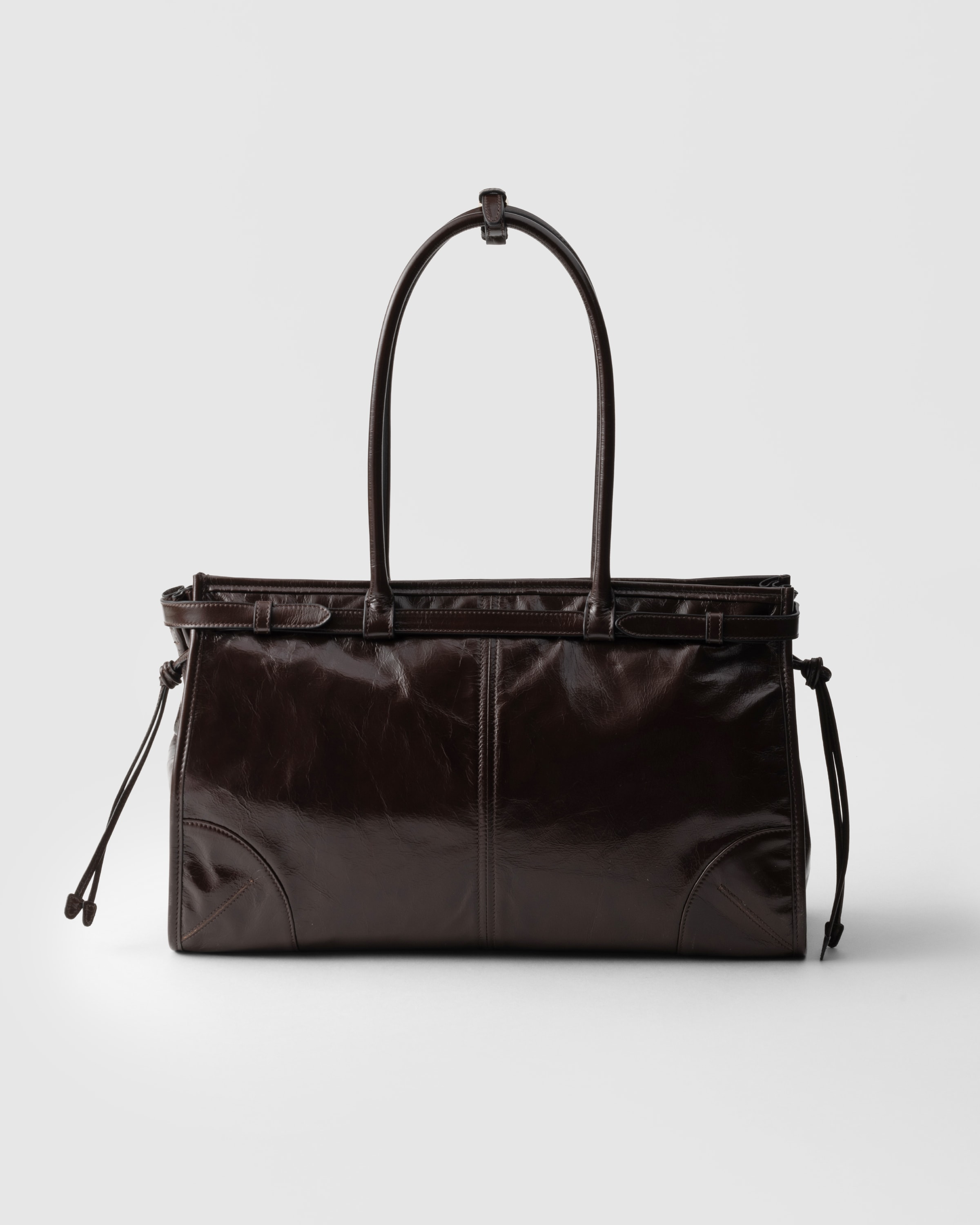 Dark Brown Prada Bonnie Large Leather Handbag | PRADA