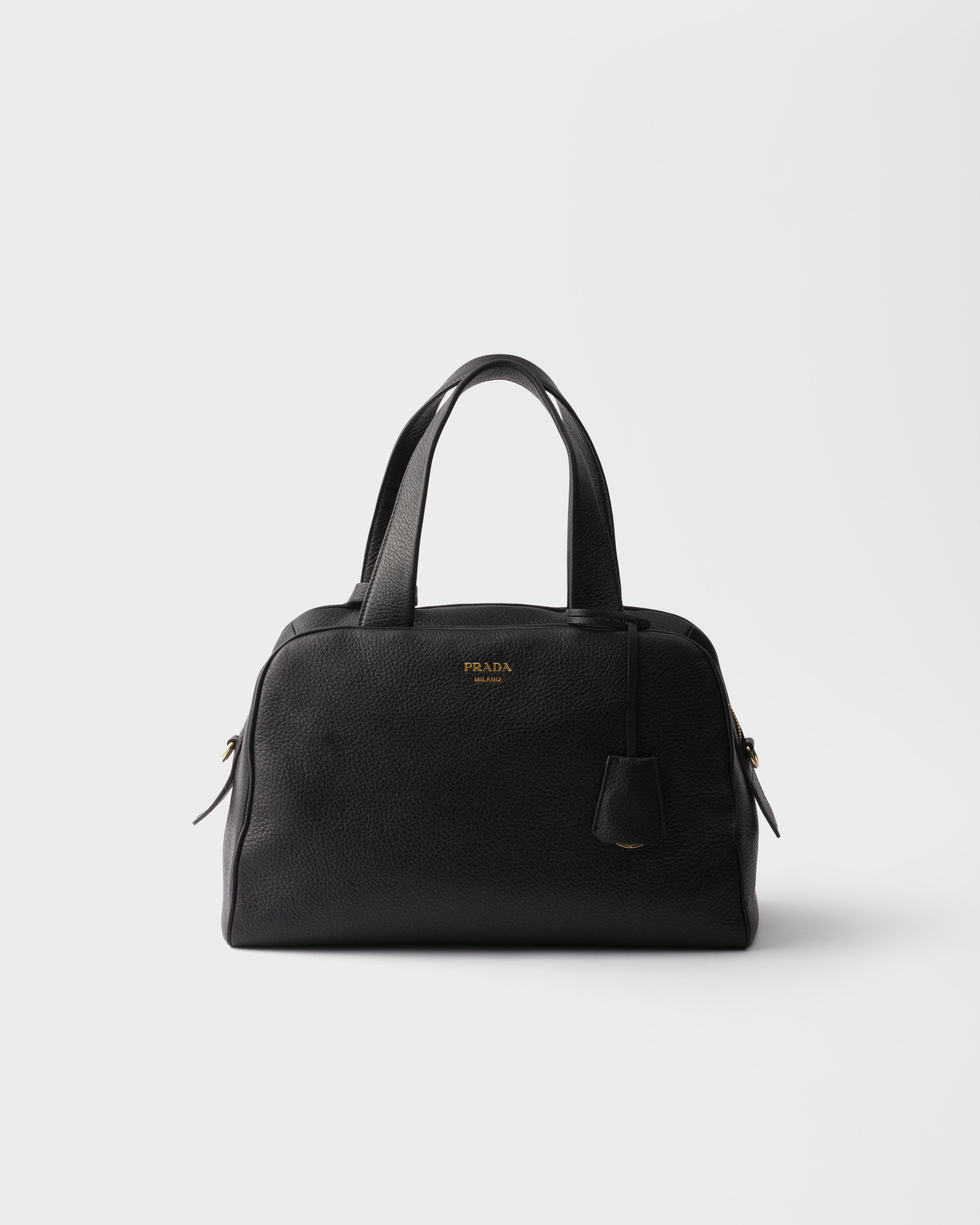 Black Large Leather Top-handle Bag | PRADA