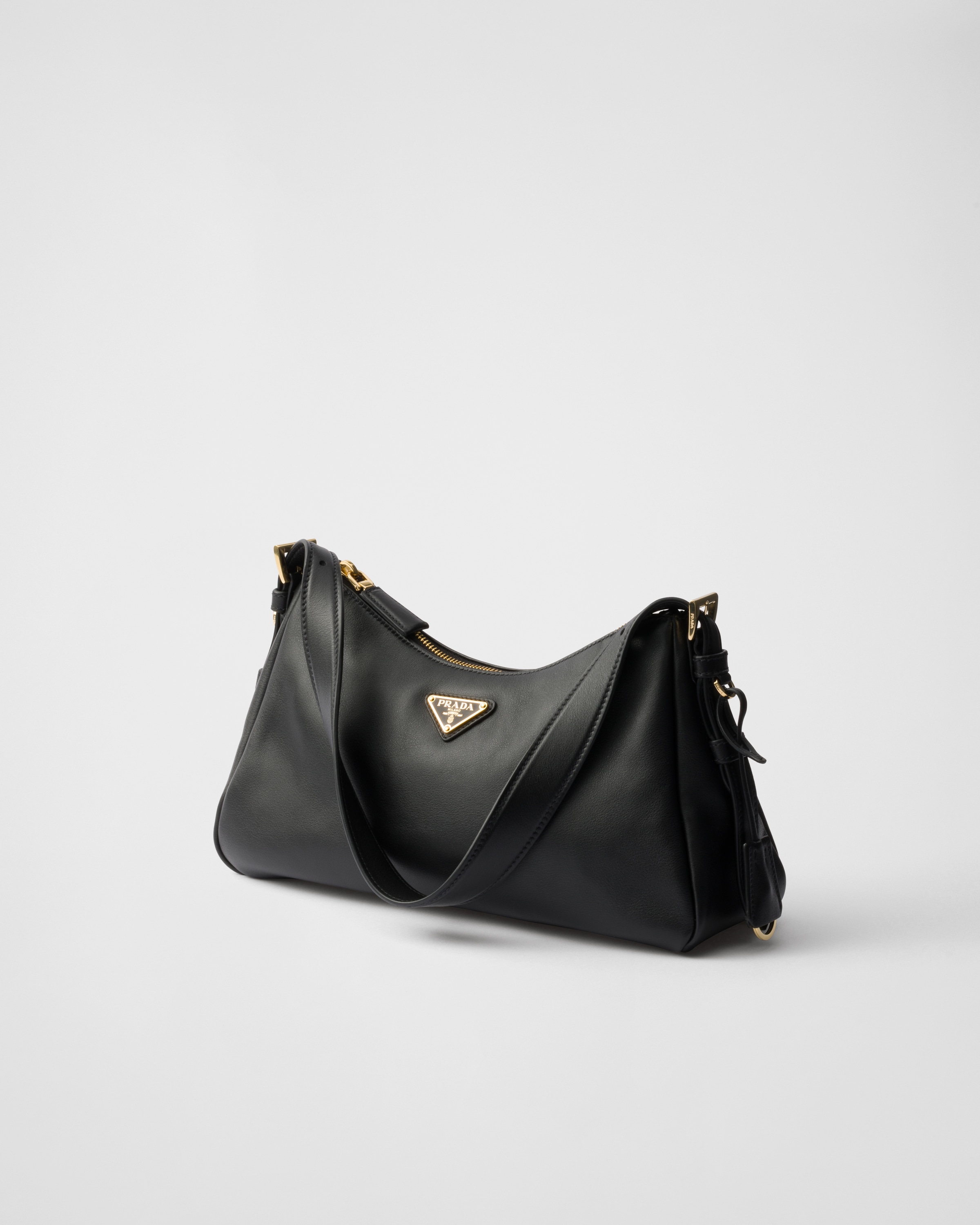 Black Prada Aimée Medium Leather Shoulder Bag | PRADA