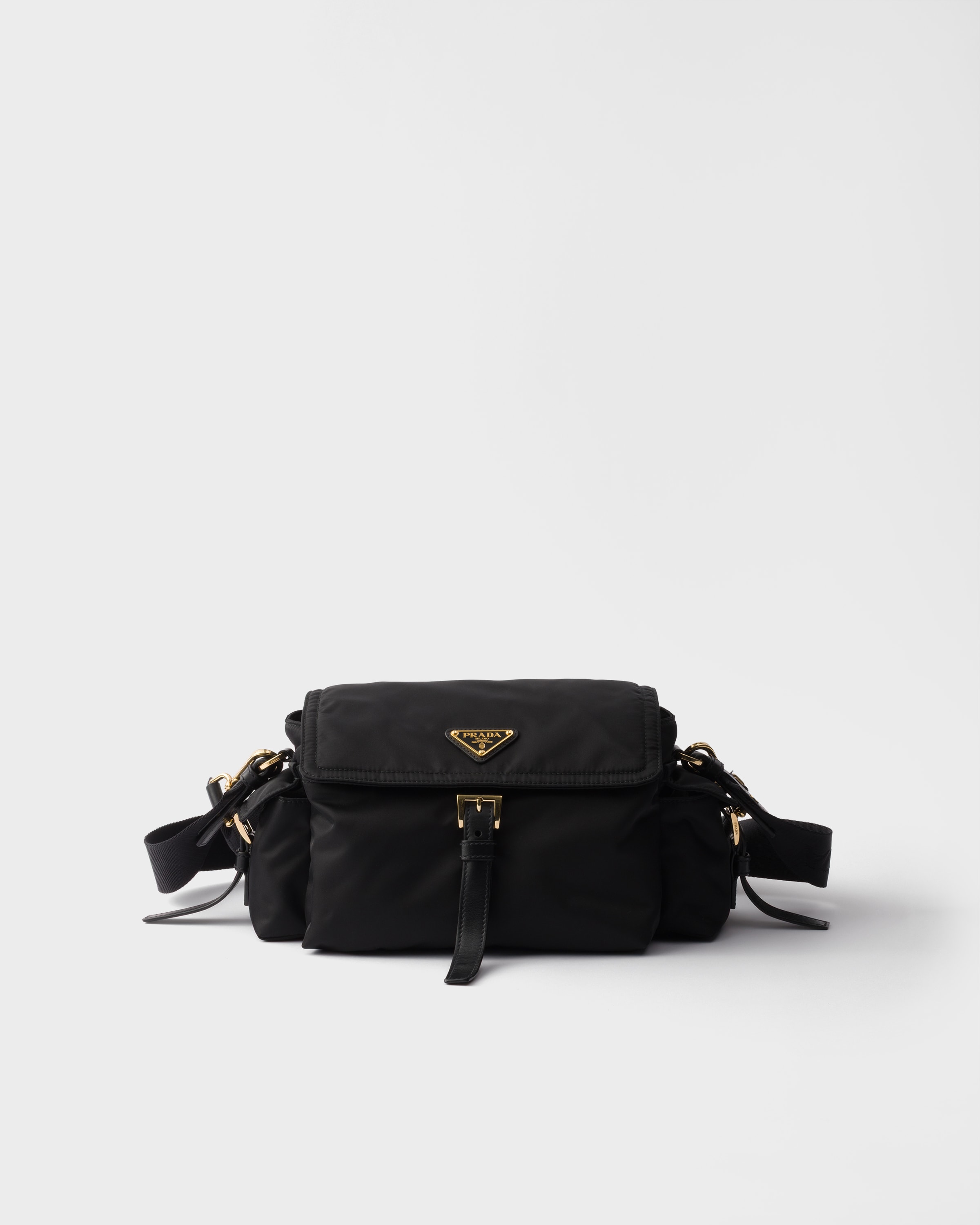 Black Prada Explore Large Re-nylon Shoulder Bag With Flap | PRADA