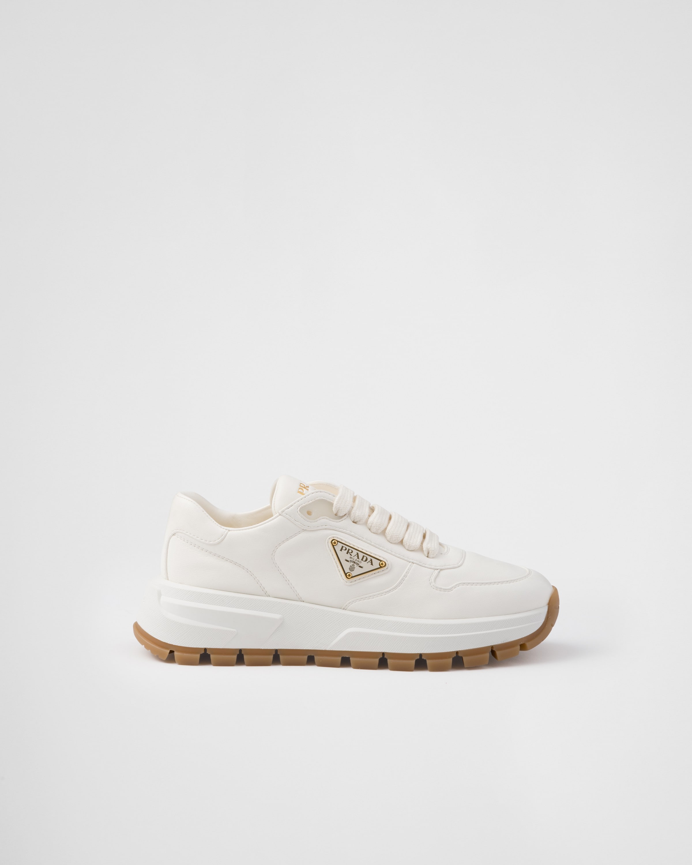 Ivory Prax 01 Leather Sneakers | PRADA