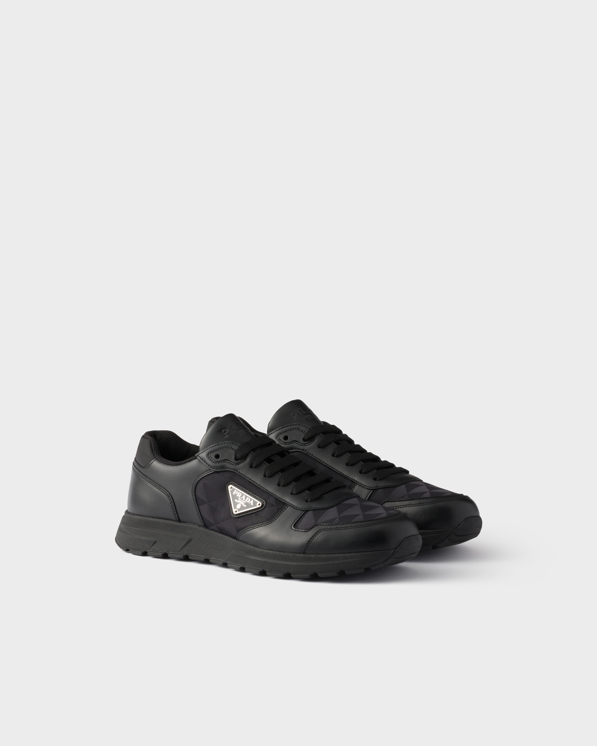 Black Prax 2.0 Re-nylon And Leather Sneakers | PRADA