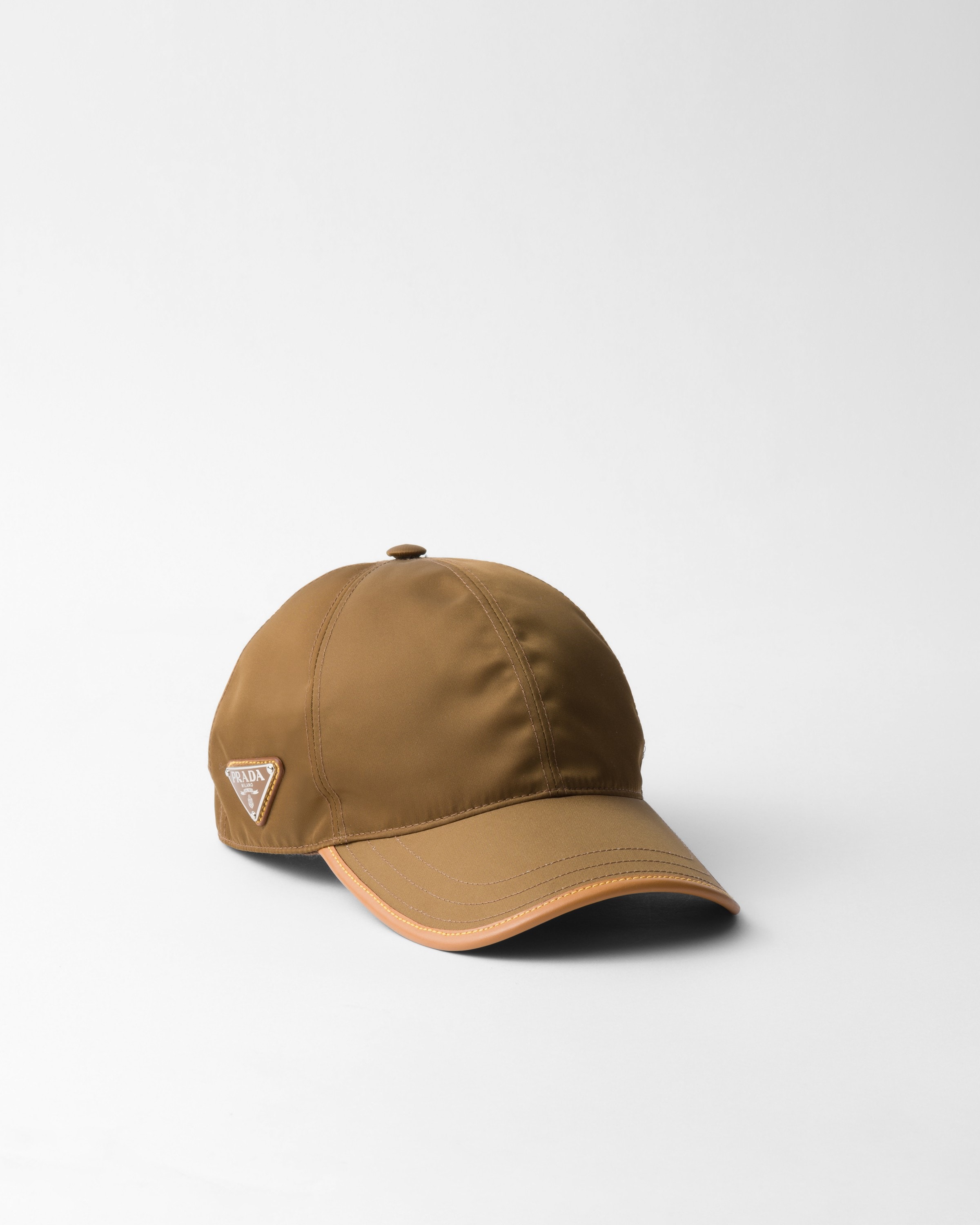 Cork Beige Re-nylon And Leather Baseball Cap | PRADA