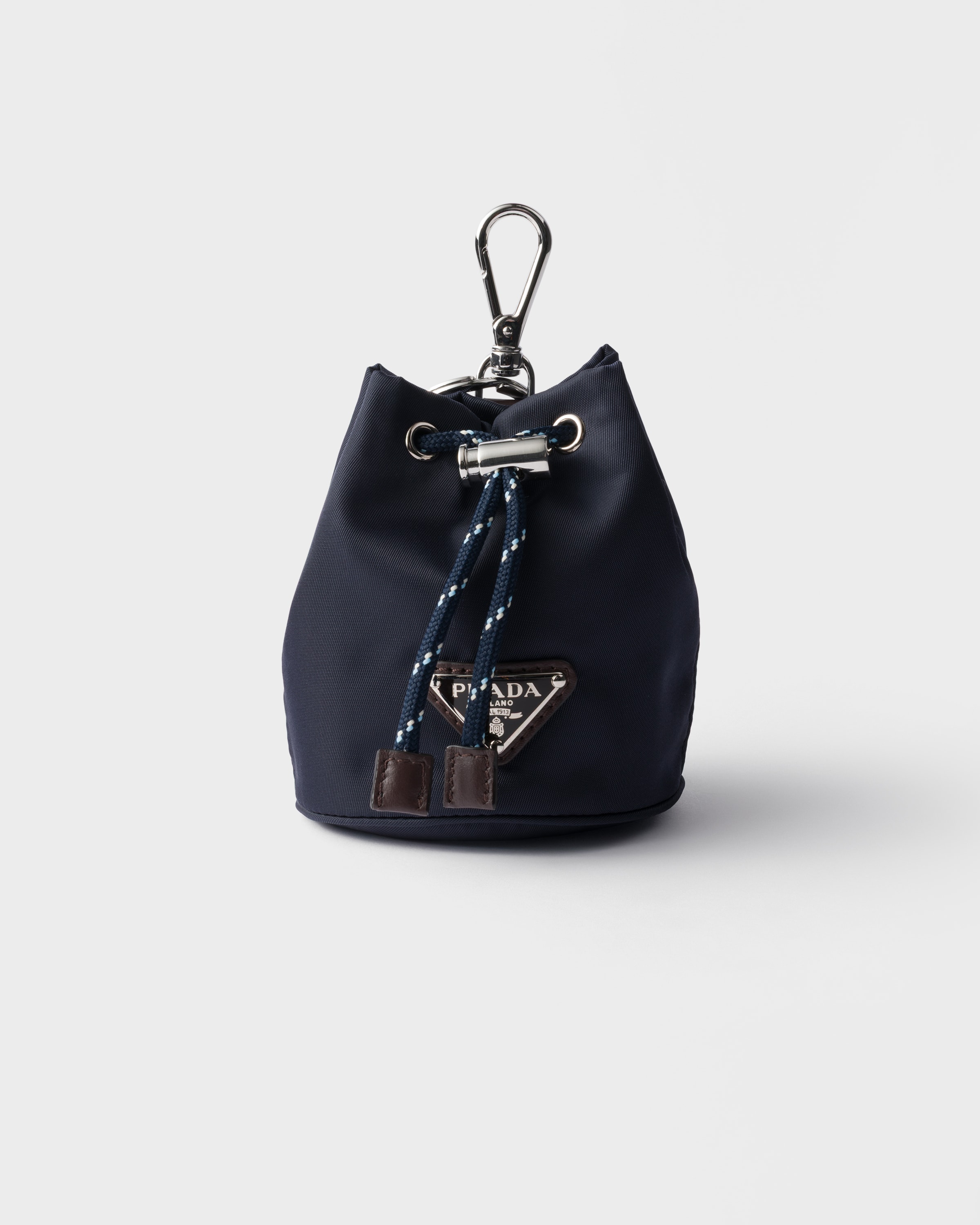 Navy Prada Speedrock Re-nylon Keychain Charm | PRADA