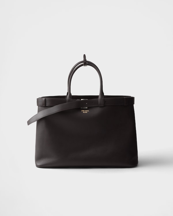 ブラック サフィアーノレザー ブリーフケース | PRADA