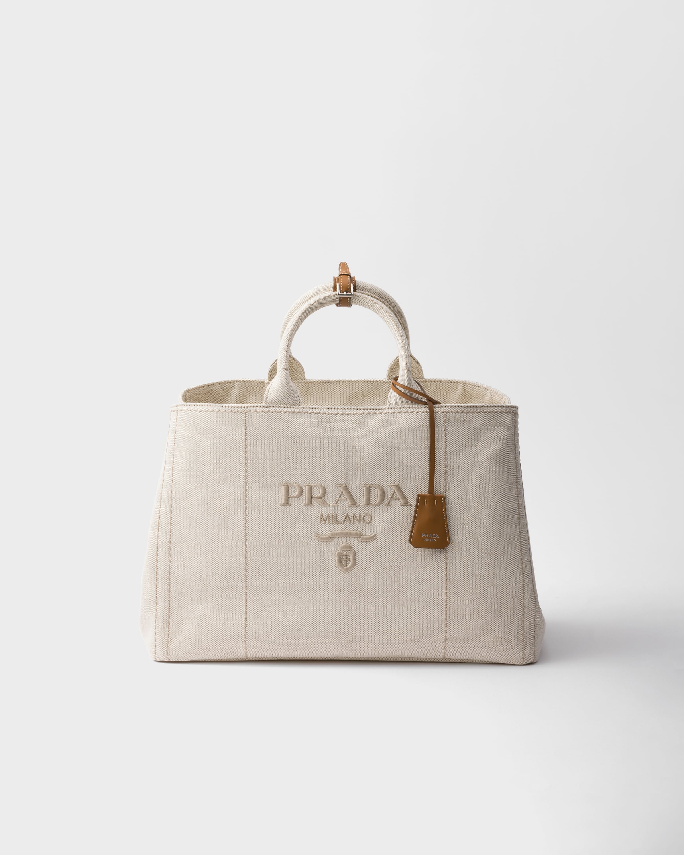 Natural Prada Jardinière Extra-large Linen Blend Tote Bag | PRADA
