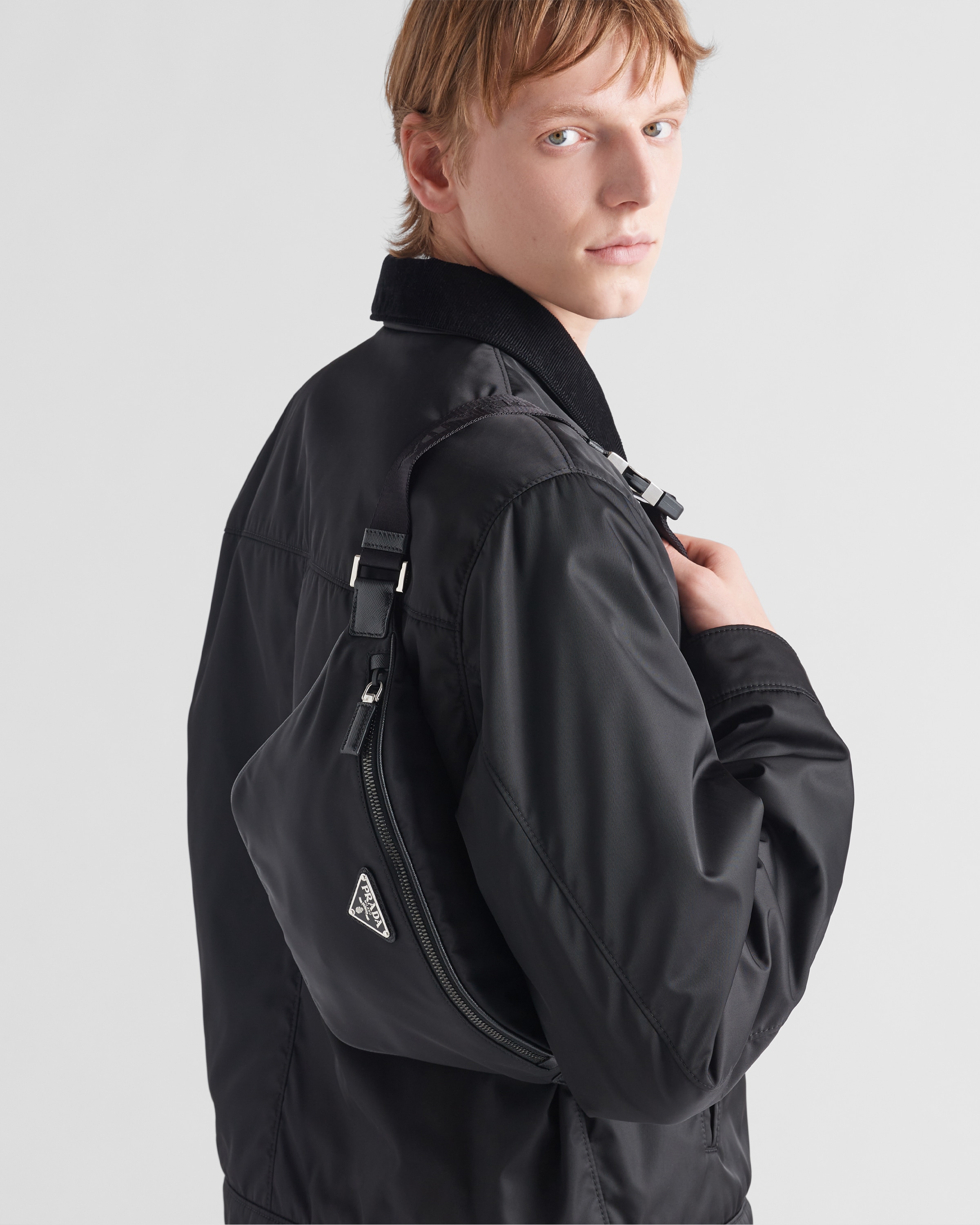 Black Re-nylon And Saffiano Leather Belt Bag | PRADA