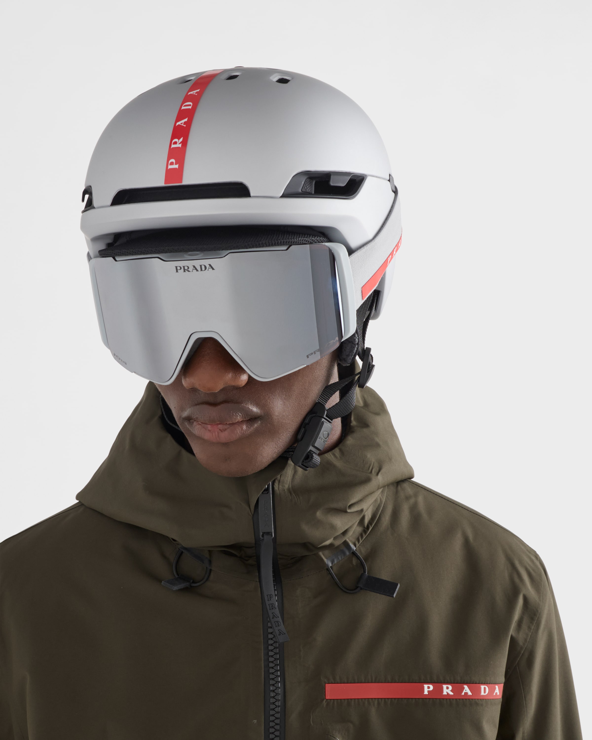 Matte Gray Prada Linea Rossa By Oakley Snow Helmet - Size M | PRADA