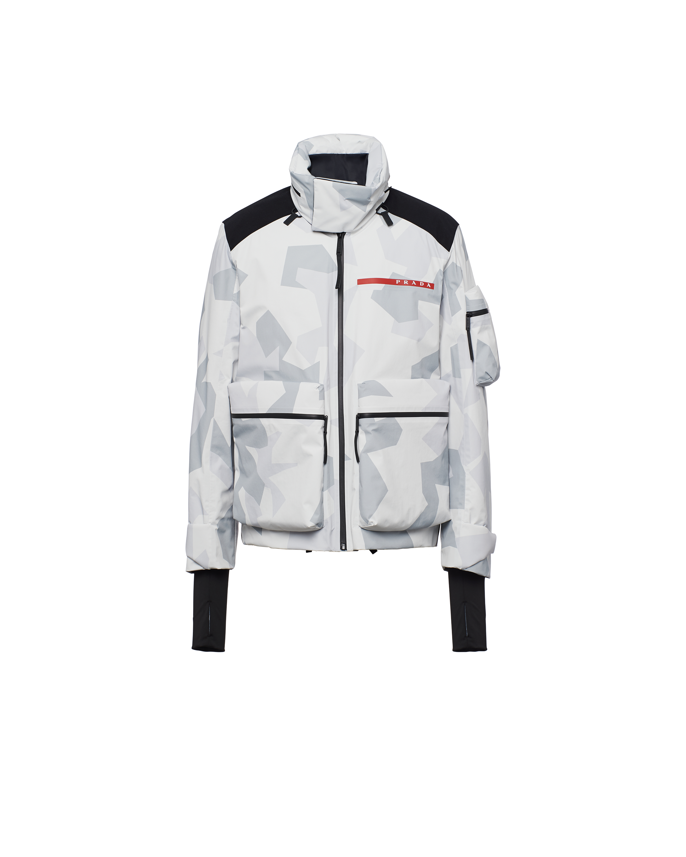 Marble Gray Printed Technical Fabric Ski Windbreaker | PRADA