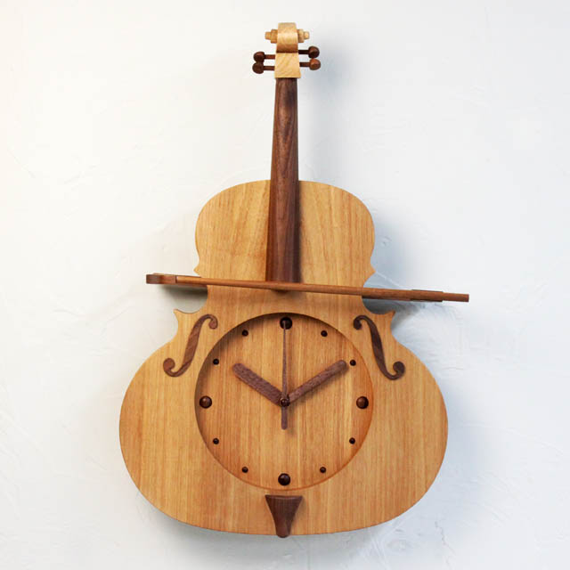 前年分完売 / 2026年製作予定】銘木 ヴァイオリン 振り子時計 ニレ