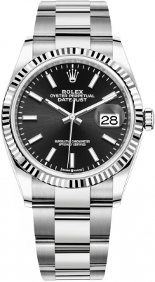 126284rbr Black Index Jubilee Rolex Datejust 36mm Stainless Steel