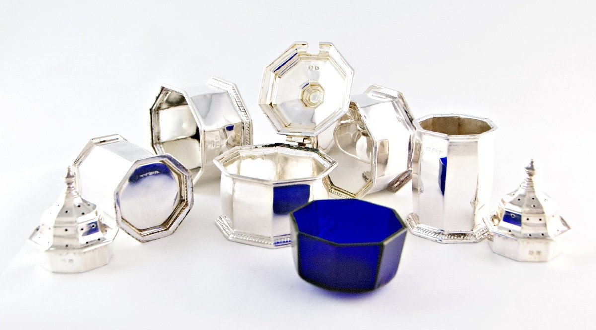 Proantic: Mappin & Webb - George V Period Solid Silver Spice And Condi