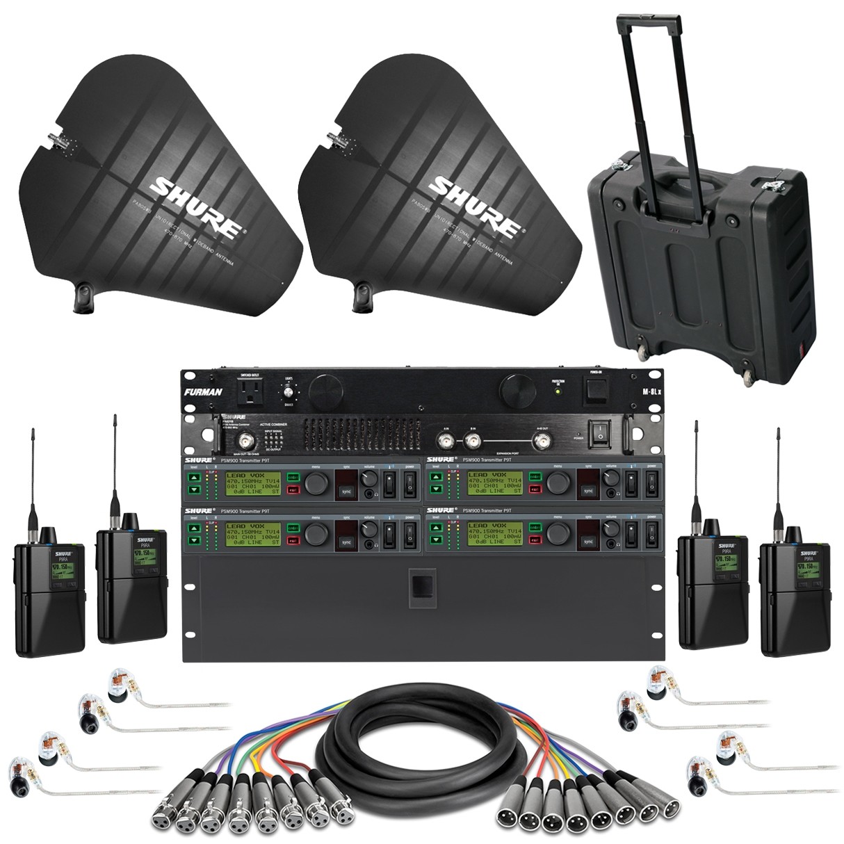 Wireless In-Ear Monitor System with 4 Shure PSM 900 Personal