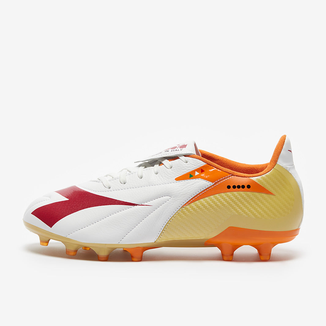 Diadora Maximus Elite Made In Italy Firm Ground - White/Chilli