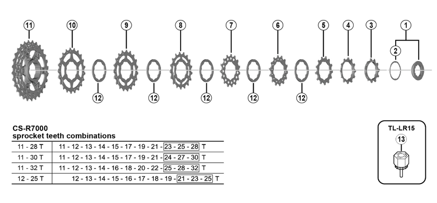 SHIMANO（シマノ）CS-R7000 カセットスプロケット11S 11-32T 105 即納