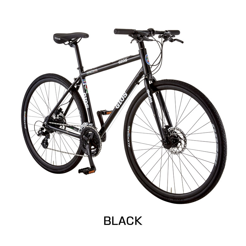 GIOS MISTRAL クロスバイク ブラック アルミフレームブルホーン仕様