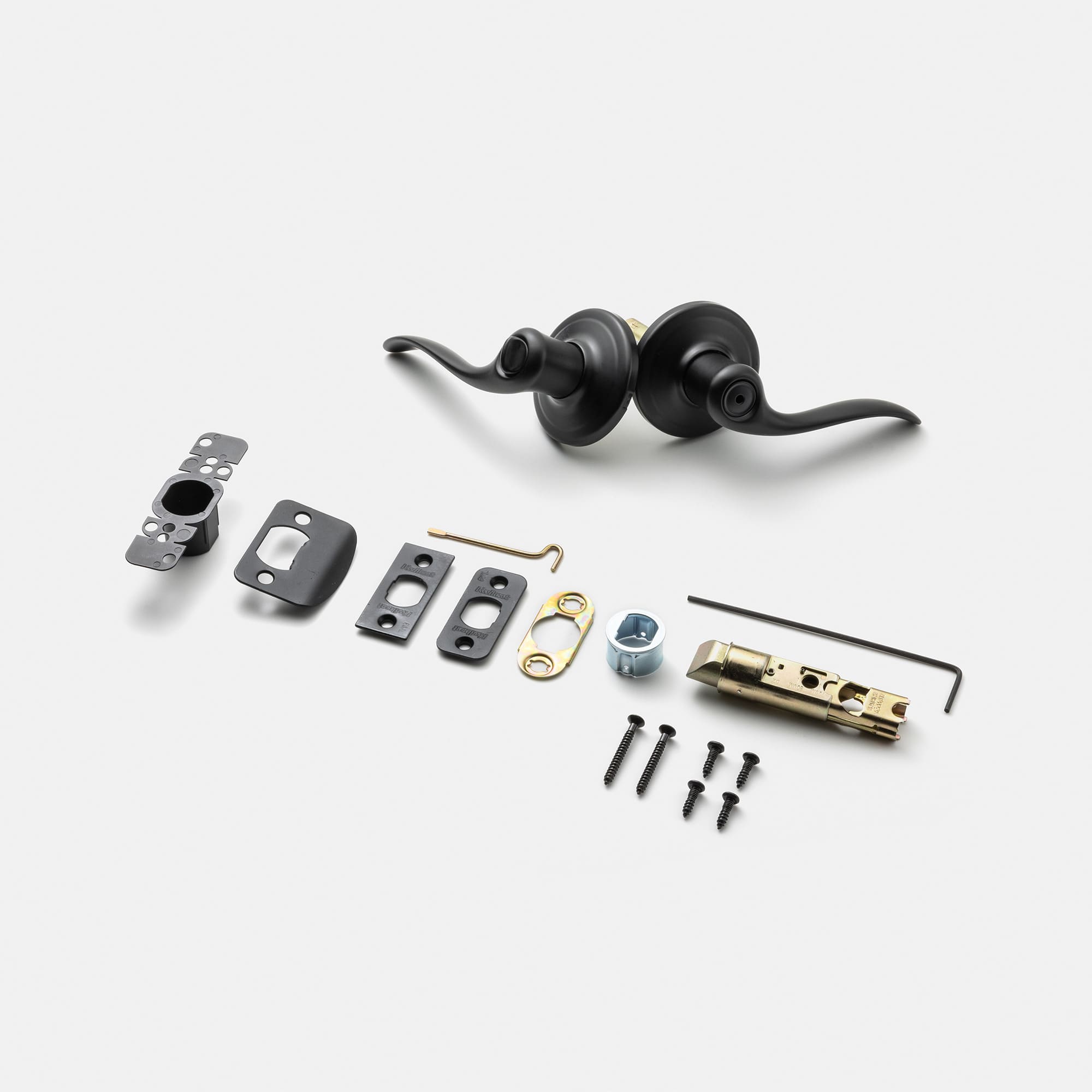 錠付きドアパーツ ウェーブハンドル マットブラック 間仕切錠 | PS