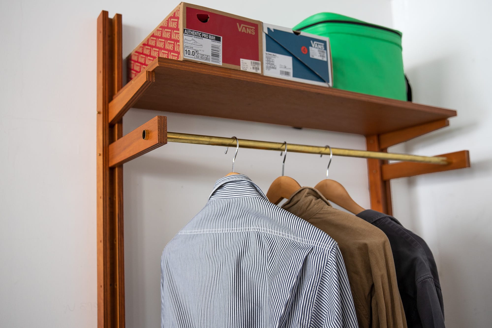 木製シェルビング 連結真鍮ハンガーパイプセット | PS-BK009-61-G289