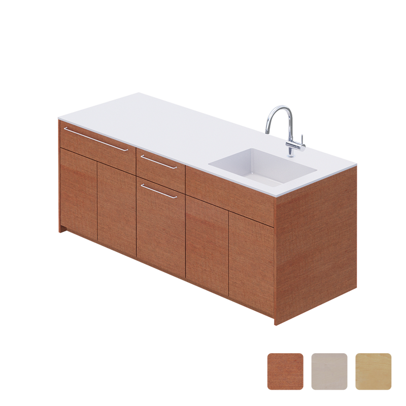 木製システムキッチン 対面型 W1990 | KB-KC022-31-G183 | キッチン