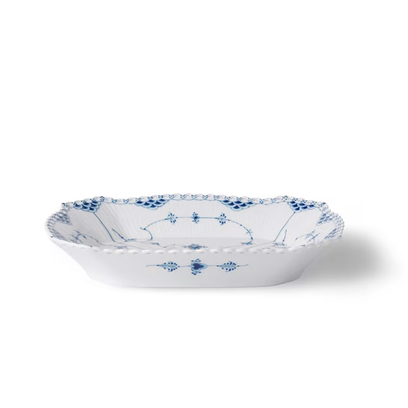 ブルーフルーテッド フルレース ケーキ ディッシュ スクエア 26cm