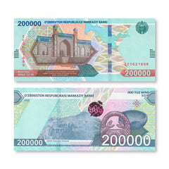 Uzbekistan 200000 Som, 2022, B223a, UNC – Robert's World Money