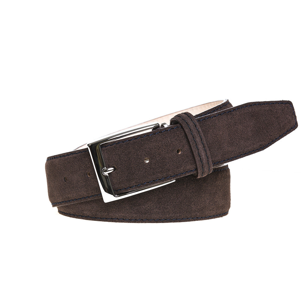 Brown Suede Designer Leather Belt | Mens Leather Goods | Roger Ximenez