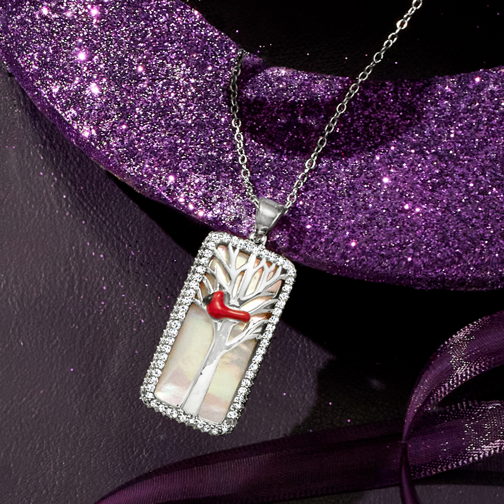 Mother-of-Pearl and .30 ct. t.w. White Topaz Cardinal Pendant