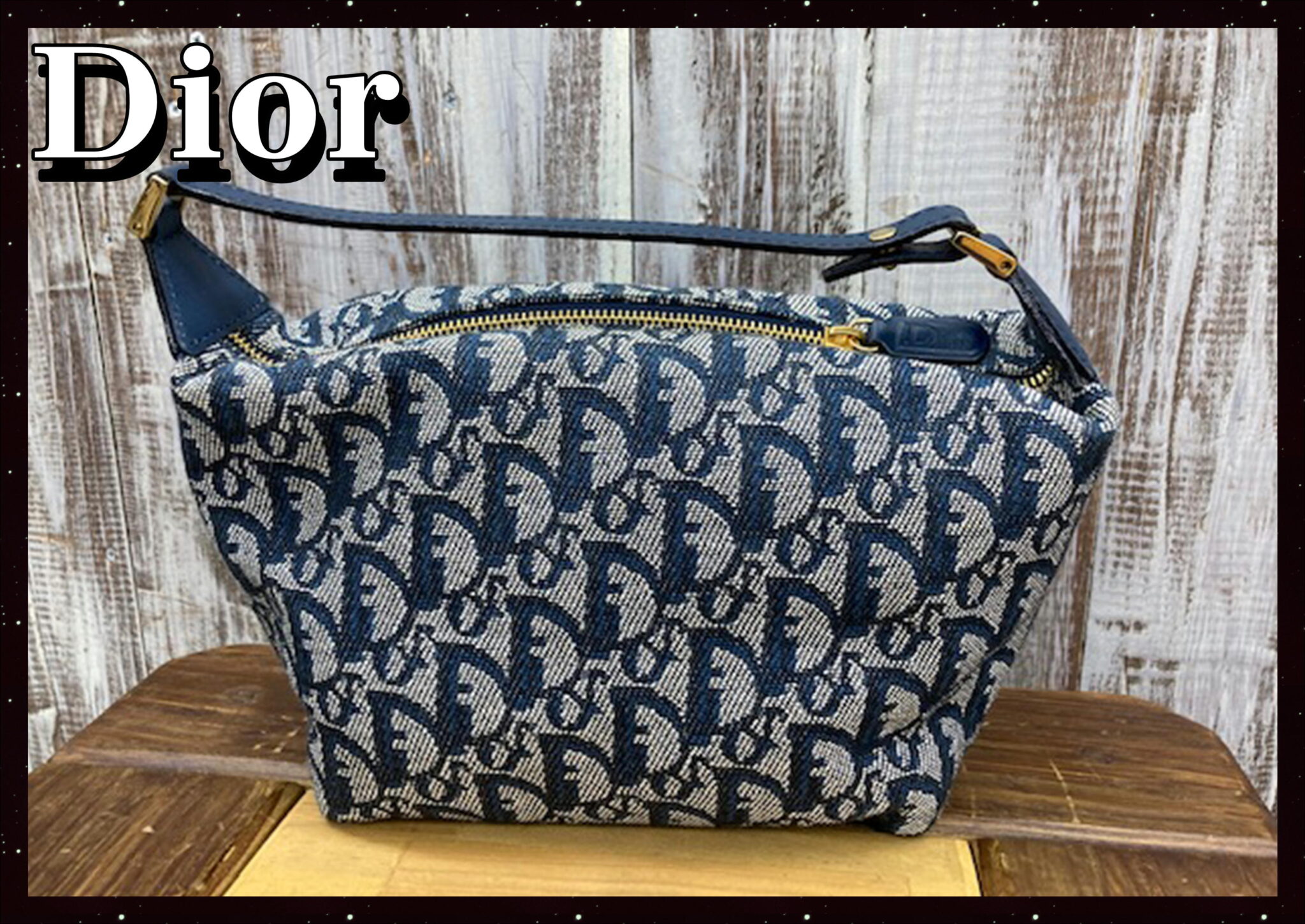 クリスチャンディオール Dior トロッター キャンバス×レザー ネイビー