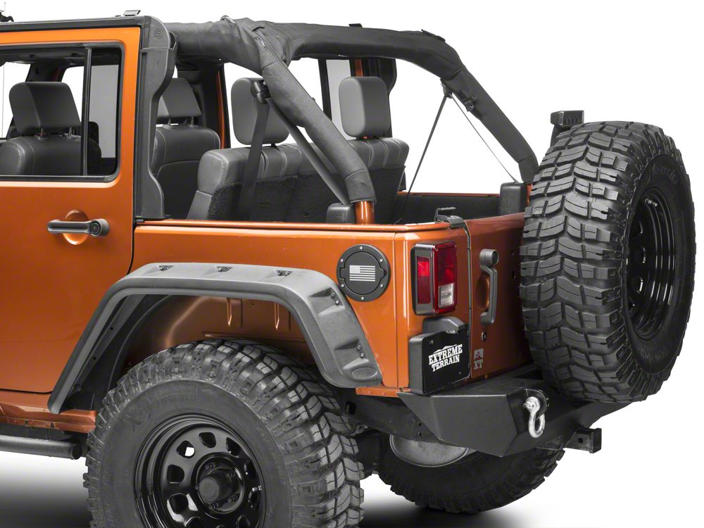 RedRock Old Glory Fuel Door Cover; Textured Black (07-18 Jeep