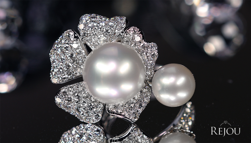 南洋白蝶真珠 12.3㎜/8.6㎜ ダイヤモンド 3.07ct ホワイトゴールド