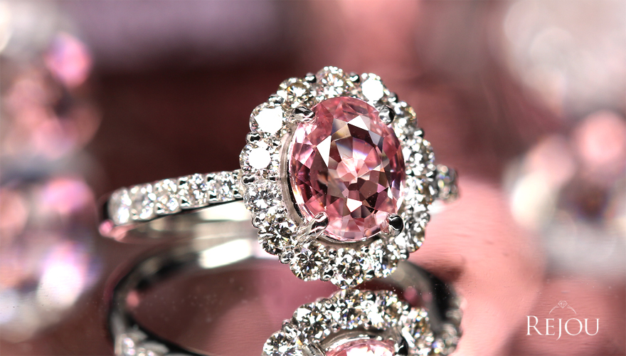 非加熱パパラチアサファイア 1.3ct ダイヤモンド0.7ct プラチナ リング