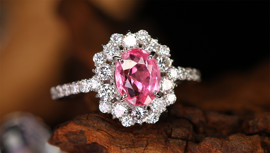 パパラチアサファイア 1.4ct ダイヤモンド .0.7ct プラチナ リング