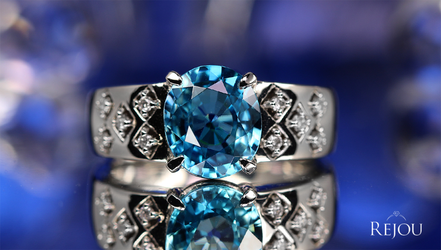 ブルージルコン 3.2ct ダイヤモンド プラチナ リング(指輪)【品質