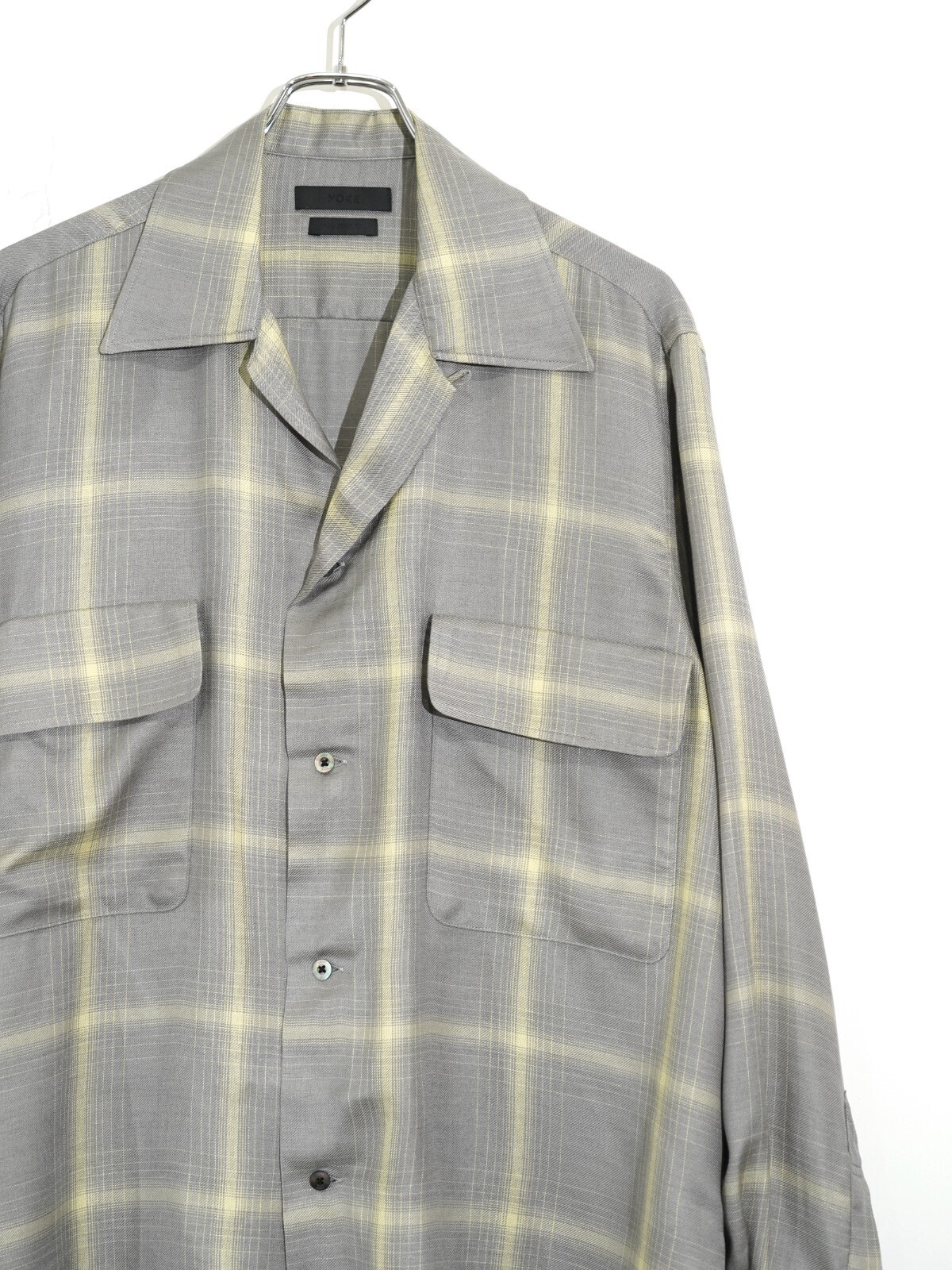 レーヨンウールプレイド オープンカラーシャツ - ヨーク レディース