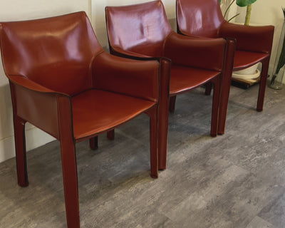 カッシーナ Cassina キャブ CAB アームチェア 413 赤茶 マリオ