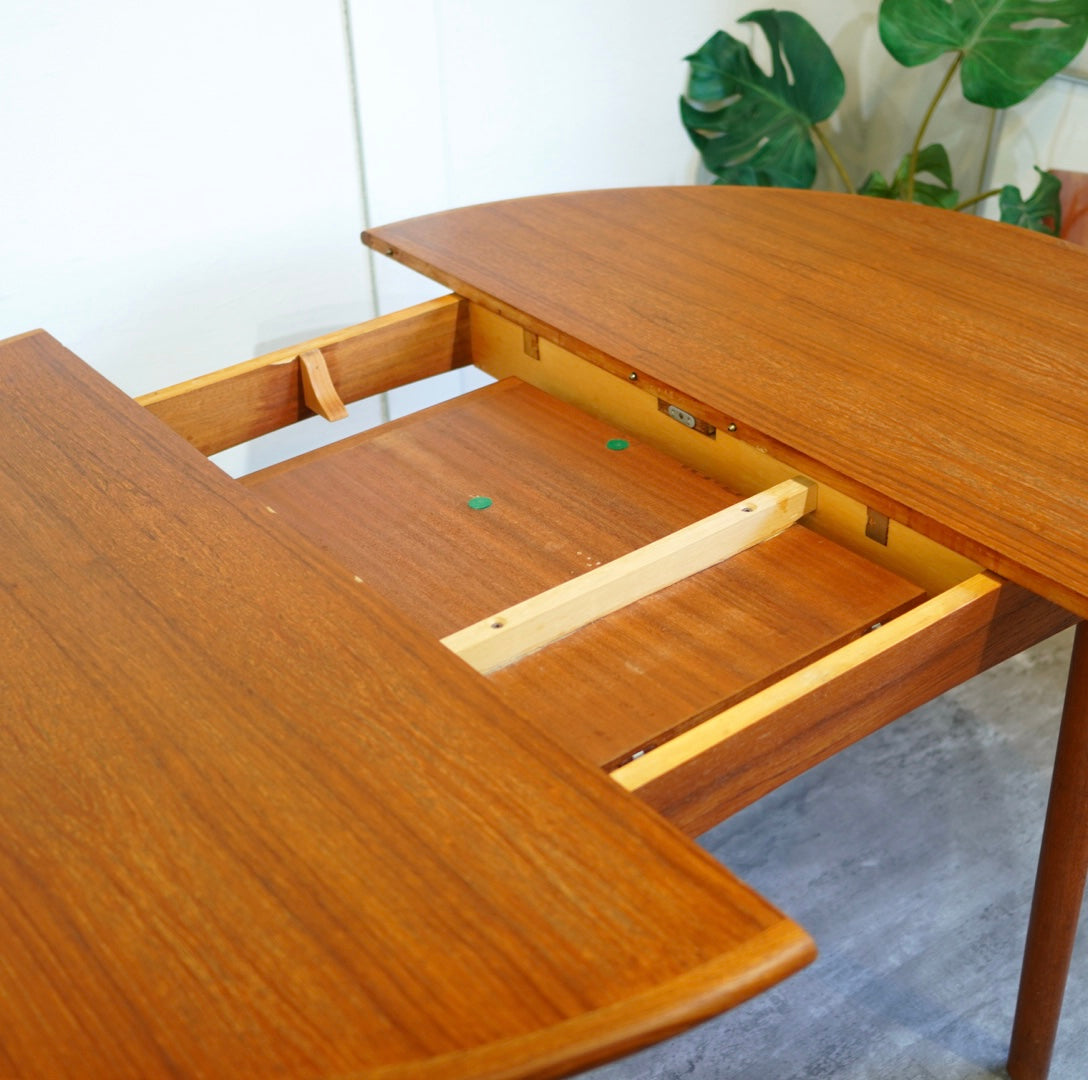 チーク エクステンションダイニングテーブル ラウンドテーブル 北欧