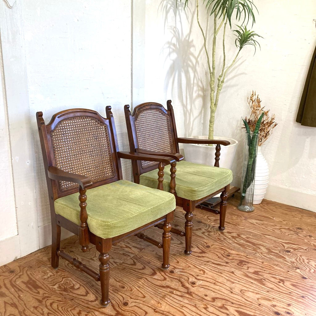 三越ブルージュ カントリーハウス アームチェア ラタン 中古 三越家具