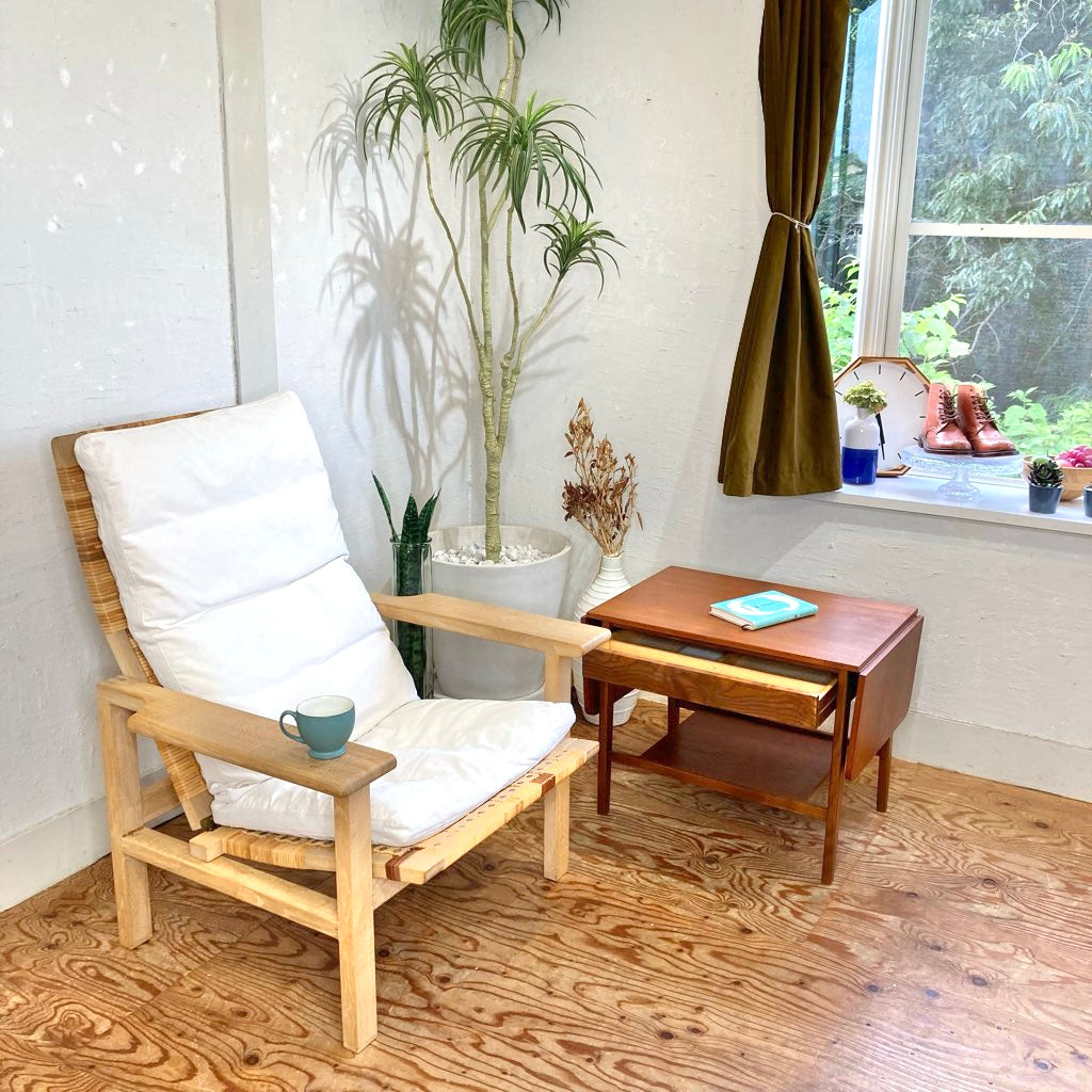 北欧 バタフライテーブル ソーイングテーブル サイドテーブル チーク材