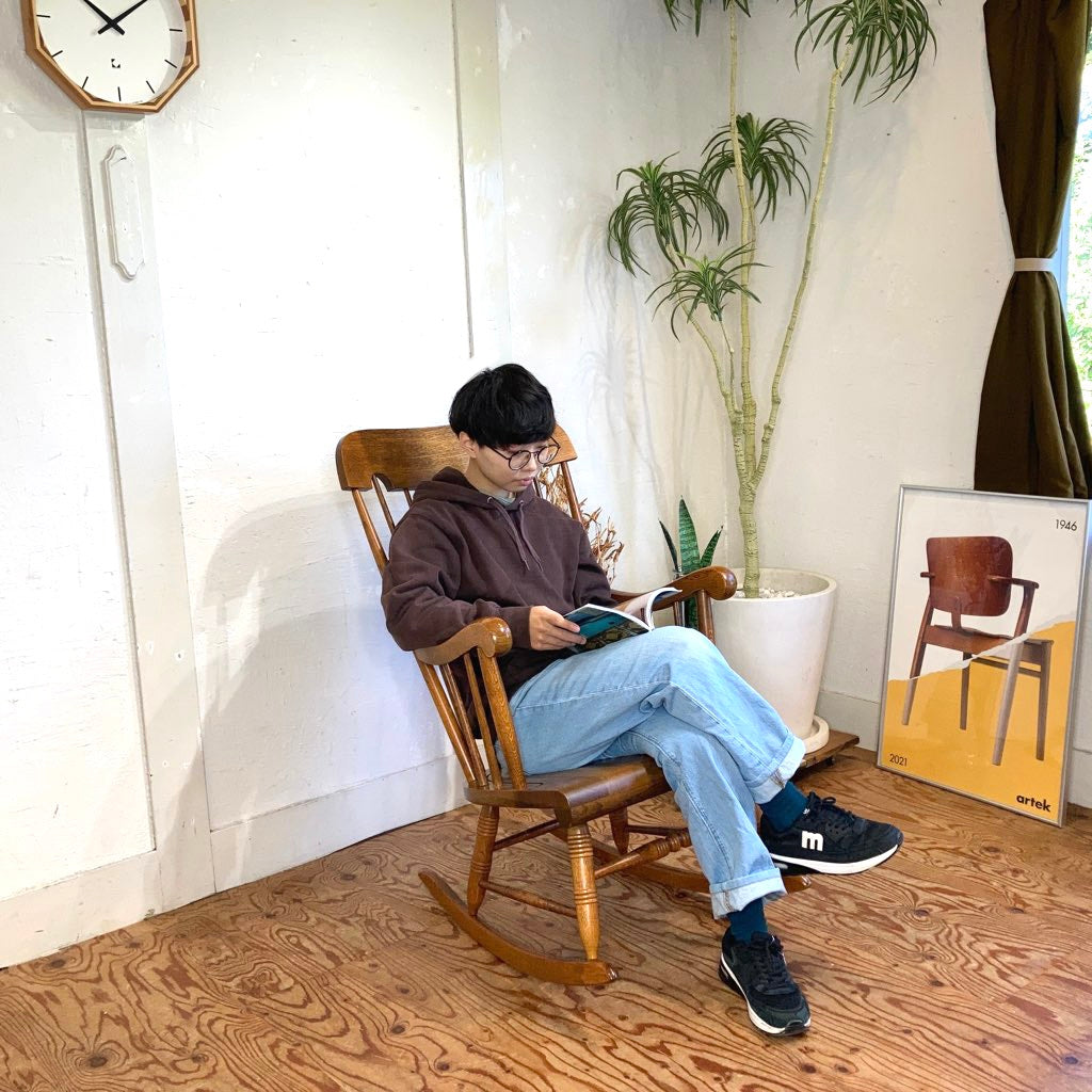 飛騨産業 / HIDA 穂高 ロッキングチェア キツツキマーク 中古 揺れ椅子